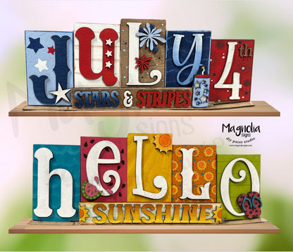 Hello Sunshine or Patriotic Tile shelf sitter- Pre-Order