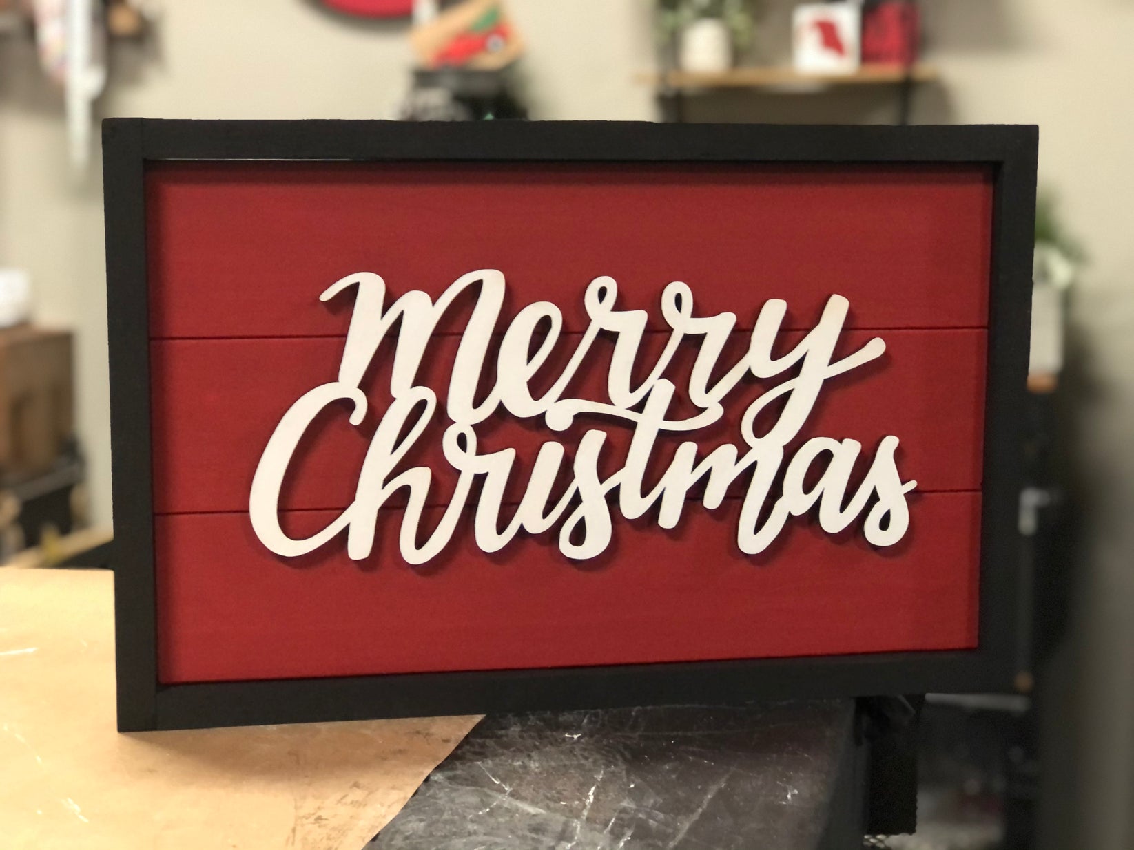 3D Merry Christmas Sign with Frame – Magnolia Signs