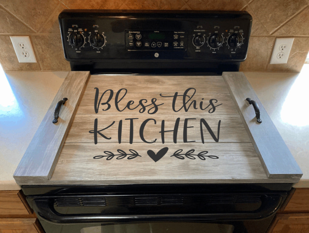 Stove cover outlet farmhouse bless this home noodle board