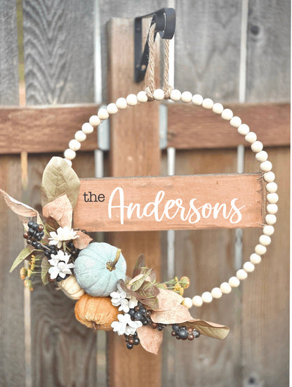 Fall Wood Bead Wreath